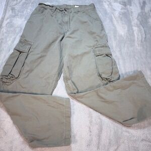Levi's Dry Goods Cargo Pants Olive Khaki  W34 (32) L32 Cotton Twill Workwear Vtg